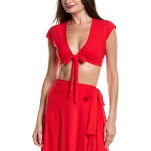 Commando® Womens  Classic Wrap Cover-Up Crop Top, Red